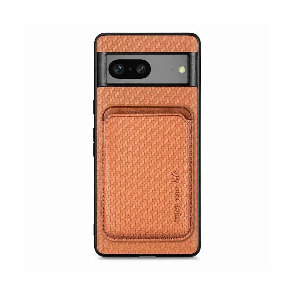 Magnetic Wallet Case for Google Pixel 7, Mag safe Compatible 2 in 1 with Back Card Holder - Brown