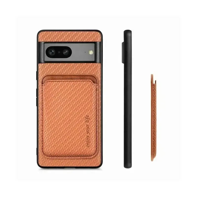 Magnetic Wallet Case for Google Pixel 8, Mag safe Compatible 2 in 1 with Back Card Holder - Brown