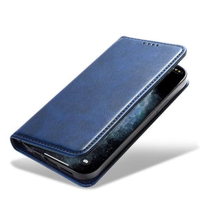 Magnetic Wallet Leather Phone Case For iPhone for iPhone 12 / 12 Pro - Navy Blue