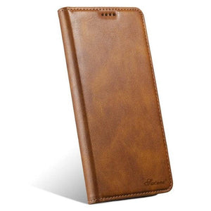 Magnetic Wallet Leather Phone Case For iPhone for iPhone 12 / 12 Pro - Tan
