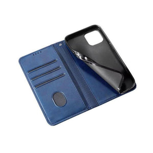Magnetic Wallet Leather Phone Case For iPhone for iPhone 13 Pro - Navy Blue