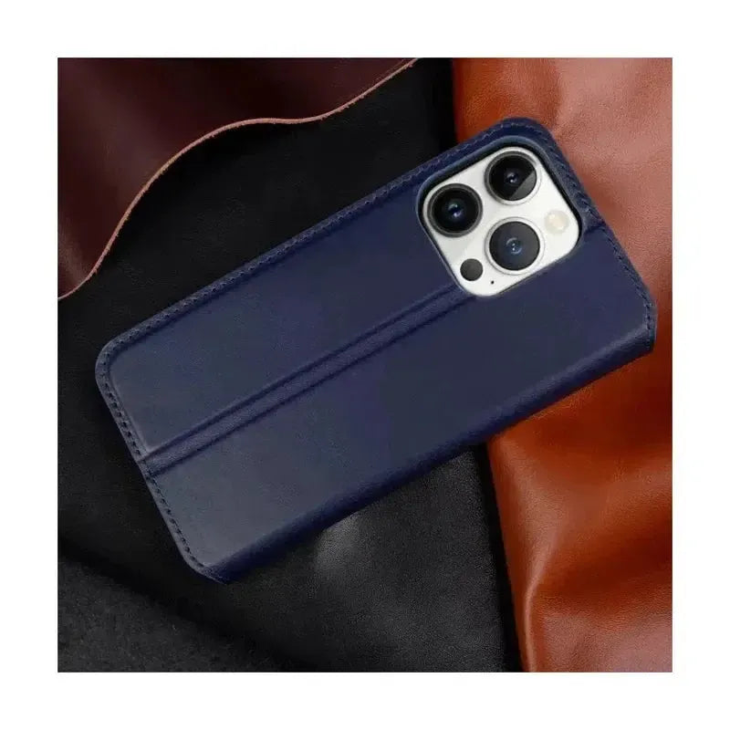 Magnetic Wallet Leather Phone Case For iPhone for iPhone 13 Pro - Navy Blue