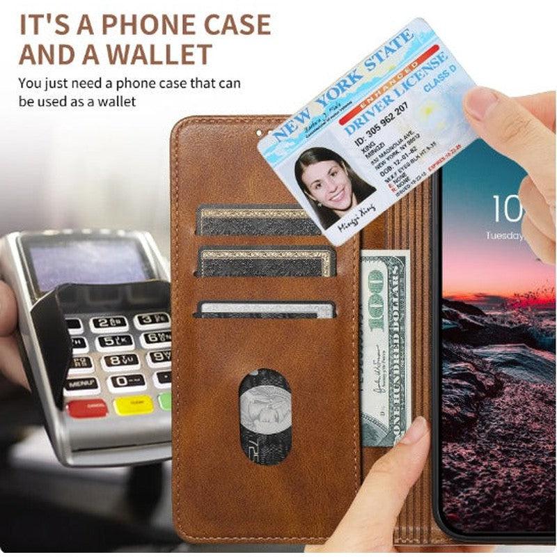 Magnetic Wallet Leather Phone Case For iPhone for iPhone 13 - Tan