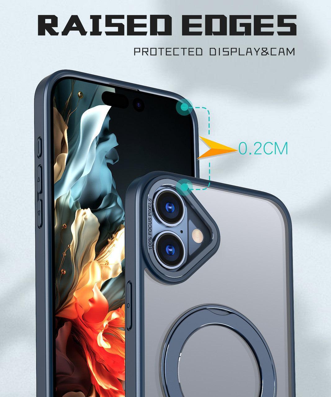 MaxGuard Ring Holder MagSafe Frosted Case for iPhone 16 – Black