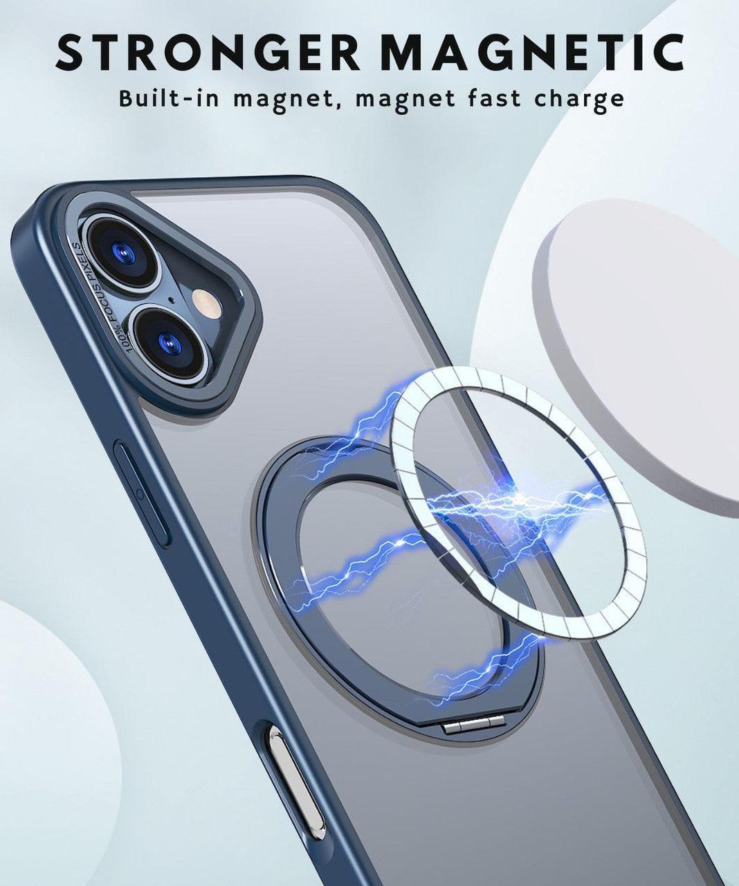 MaxGuard Ring Holder MagSafe Frosted Case for iPhone 16 – Black