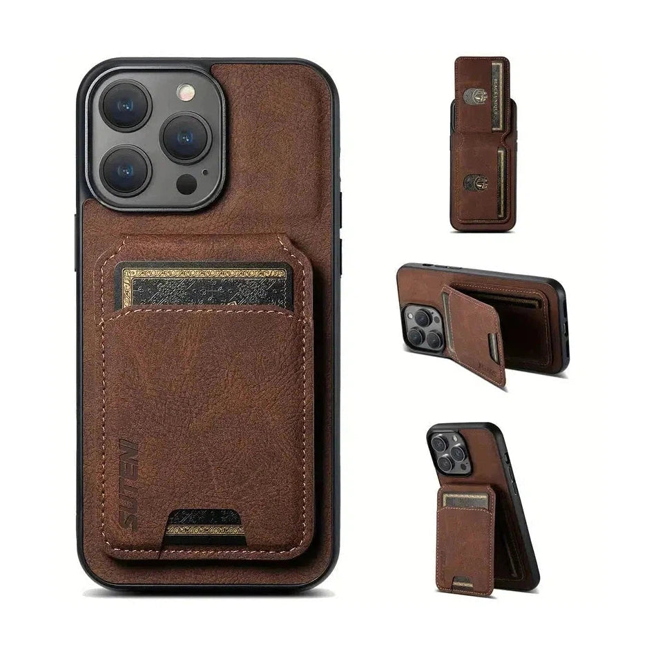 PU Leather Case With Card Slots for iPhone 11 Pro Max - Brown