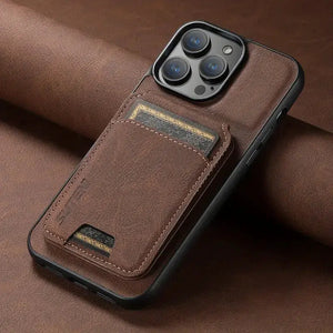 PU Leather Case With Card Slots for iPhone X - Brown