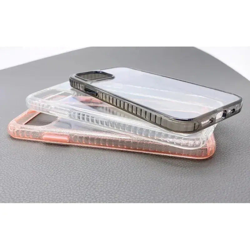 Premium TPU Scratch Resistant Case with Black Crystal Glitter Frame for iPhone 13 - Clear