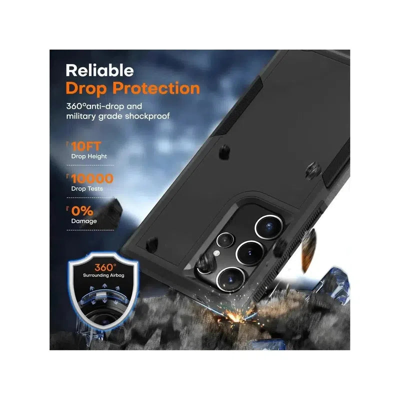 Rugged Shockproof Heavy Duty Case for Samsung Galaxy A12 - Black