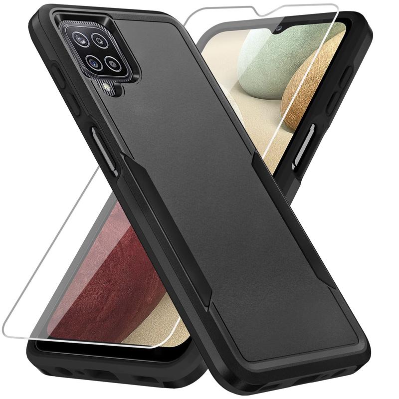 Rugged Shockproof Heavy Duty Case for Samsung Galaxy A12 - Black