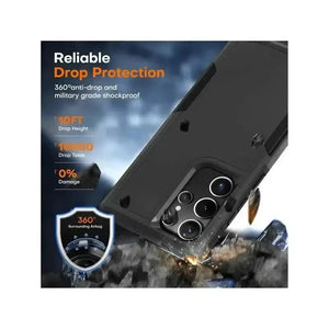 Rugged Shockproof Heavy Duty Case for Samsung Galaxy S24 Ultra - Black
