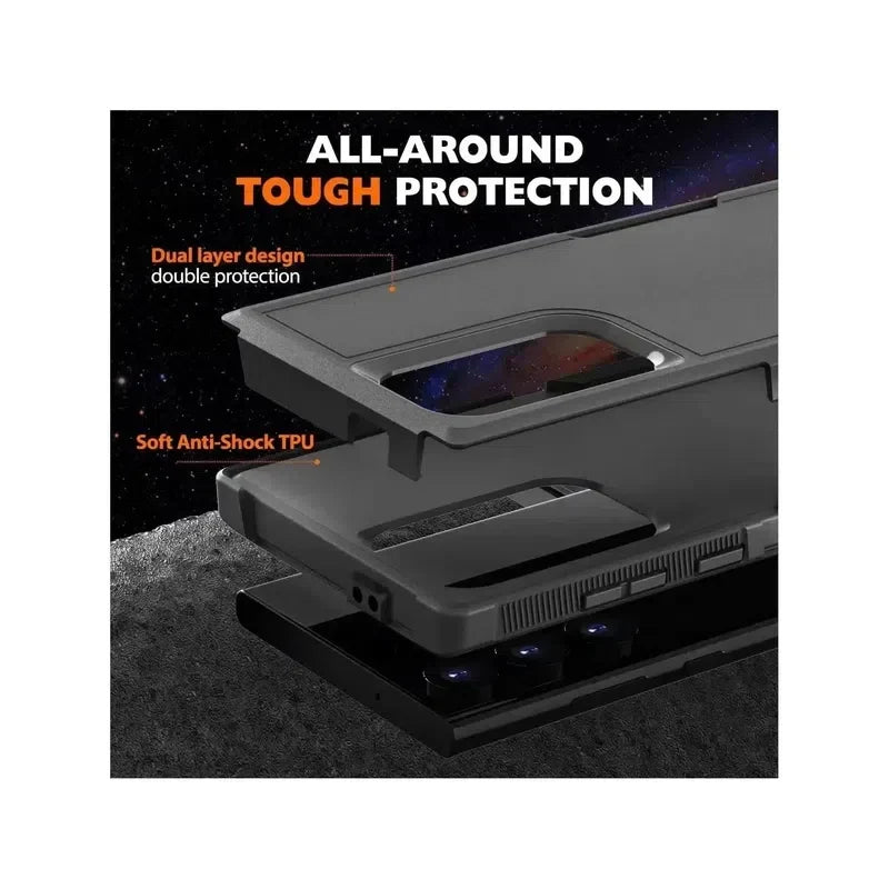 Rugged Shockproof Heavy Duty Case for Samsung Galaxy S24 Ultra - Black