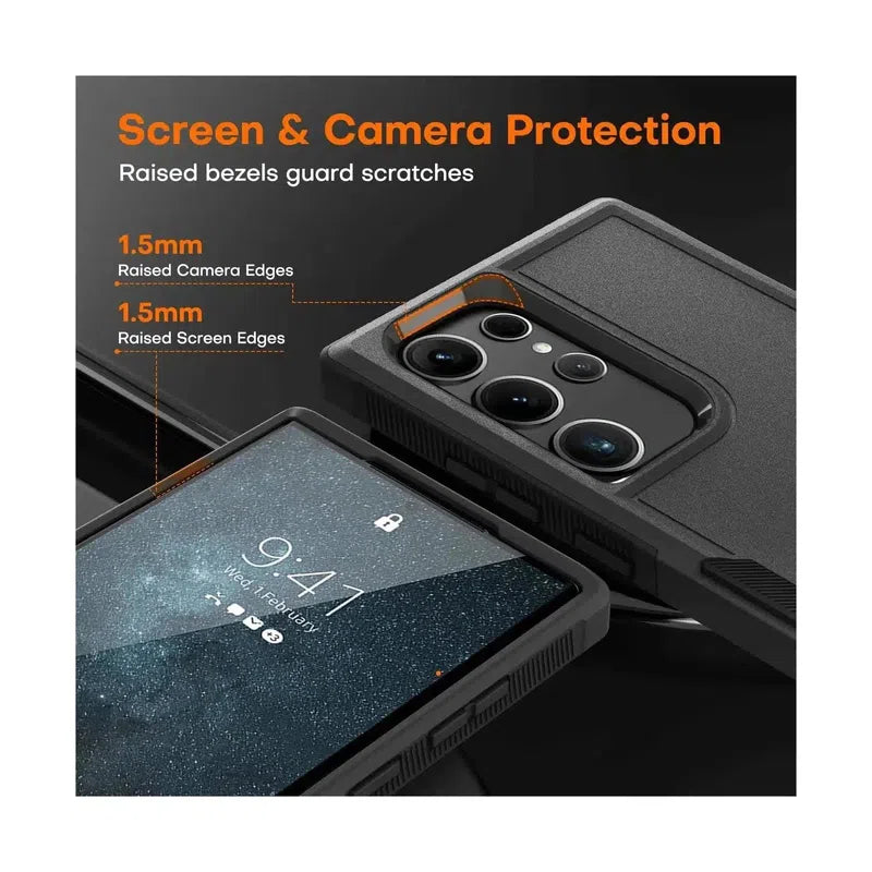 Rugged Shockproof Heavy Duty Case for Samsung Galaxy S24 Plus / S25 Plus - Black