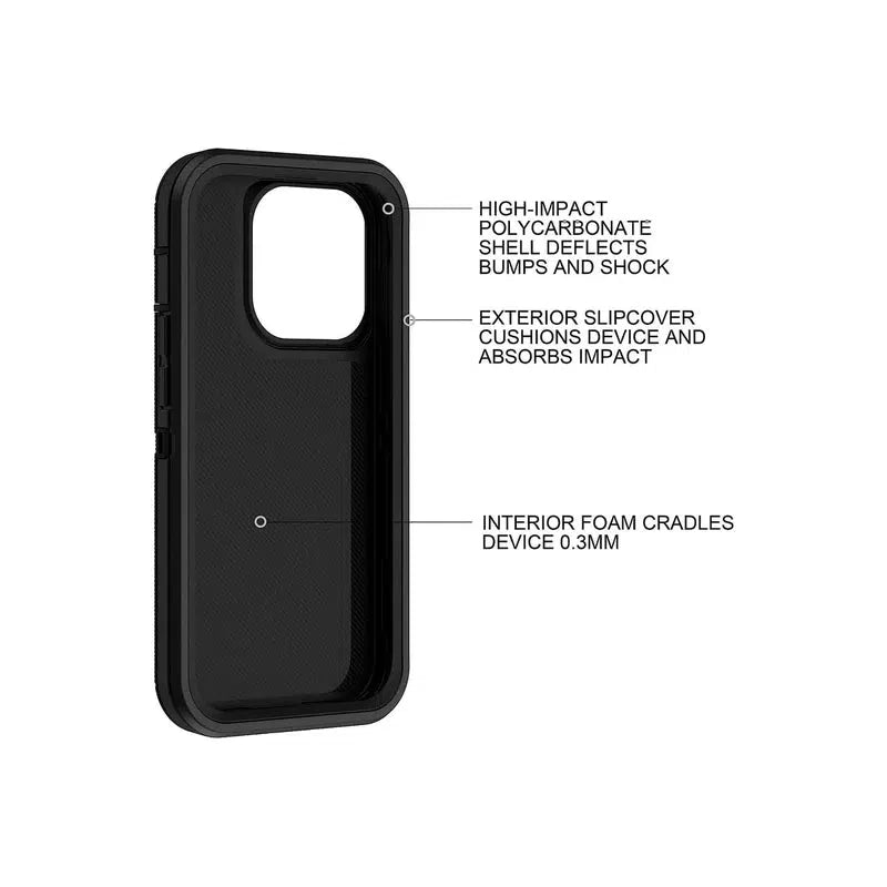 Rugged Shockproof Heavy Duty Case for iPhone 12/12 Pro - Black