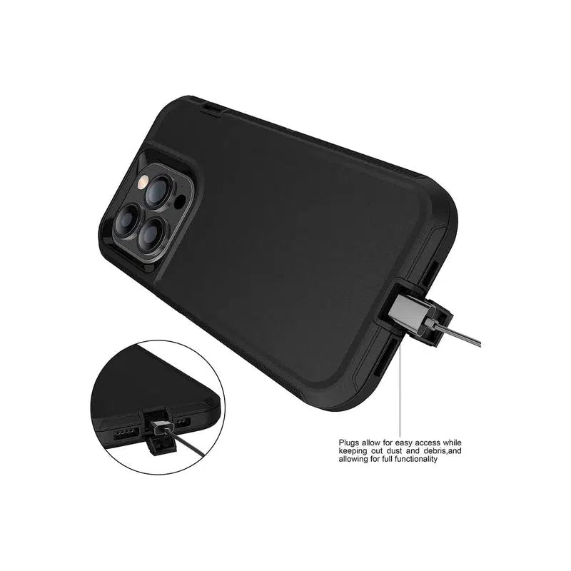 Rugged Shockproof Heavy Duty Case for iPhone 12/12 Pro - Black