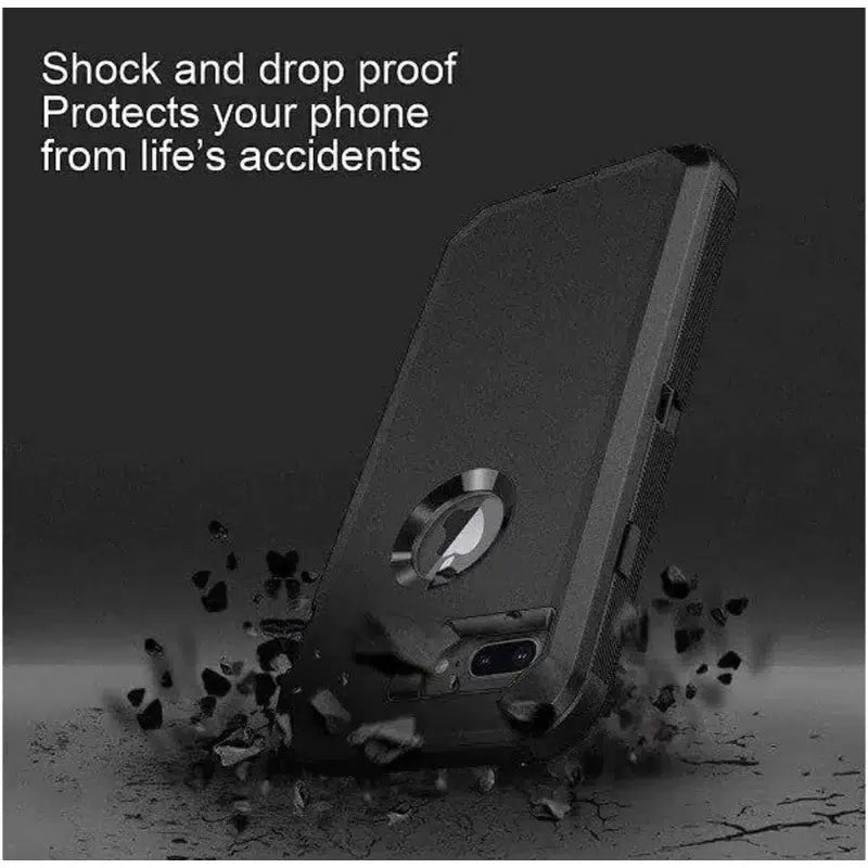 Rugged Shockproof Heavy Duty Case for iPhone 7 Plus / 8 Plus - Black