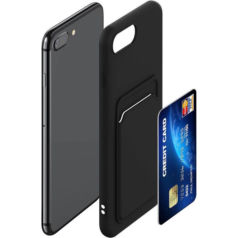 Silicone TPU Card Slot Case Black - For iPhone 6 / 7 / 8 / SE