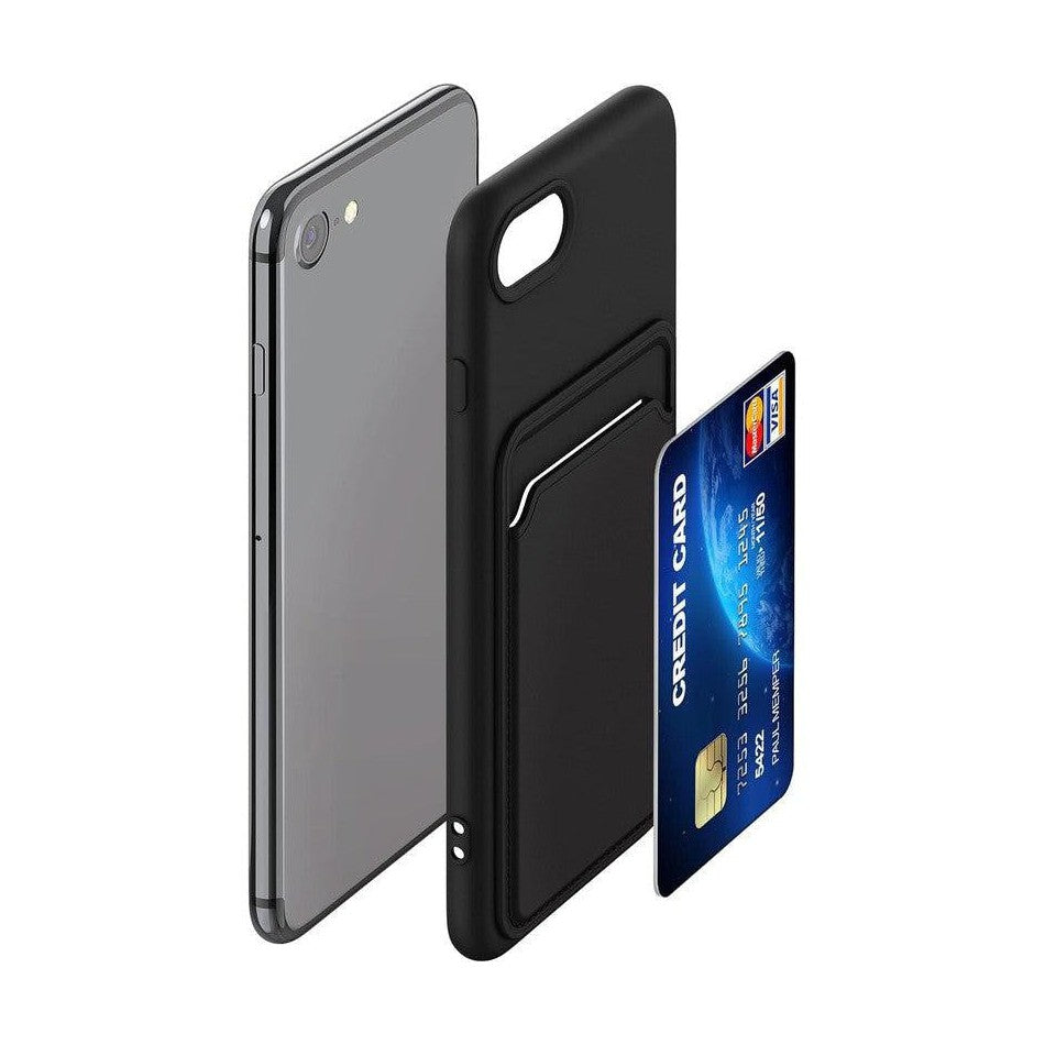 Silicone TPU Card Slot Case Black - For iPhone 6 / 7 / 8 / SE