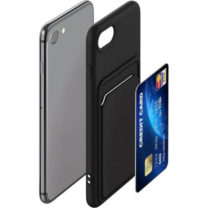 Silicone TPU Card Slot Case Black - For iPhone 6 / 7 / 8 / SE