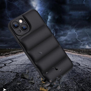 Soft Puffer Jacket Style Mobile Phone Case for iPhone 12 Pro Max- Black