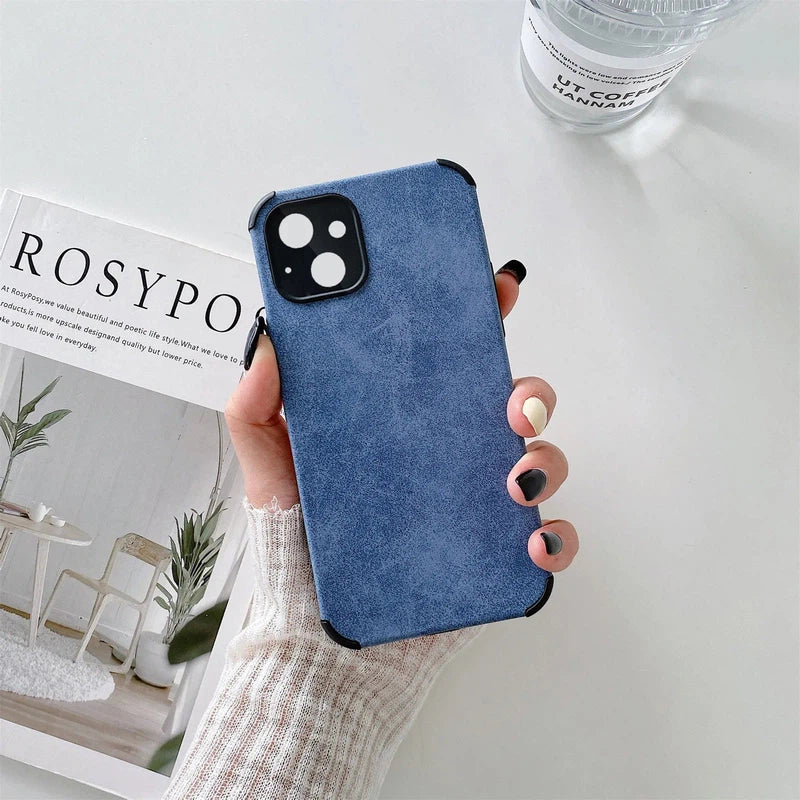 Soft TPU Suede Phone Case Blue - For iPhone 13
