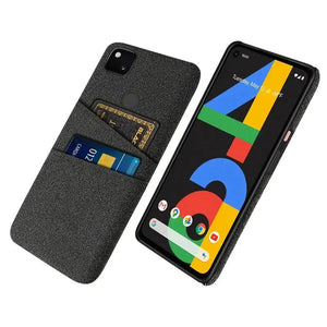 Textured Fabric Luxury Case With Card Holder Slot for Google Pixel 4A