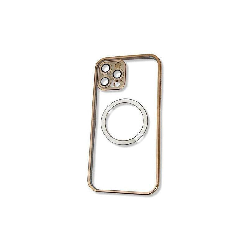 Transparent Wireless Charging Magnetic Case for iPhone 13 Pro - Metallic Gold