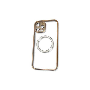 Transparent Wireless Charging Magnetic Case for iPhone 13 Pro - Metallic Gold