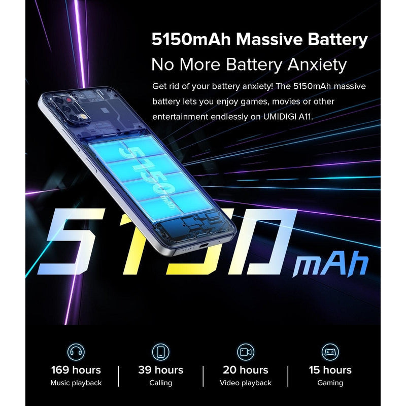 UMIDIGI A11 6.53" display 4G SmartPhone 128GB Frost Grey (Brand New)