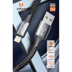 VFAN X22 USB-C to Lightning Fast Charging Cable PD30W 2 Mts - Black