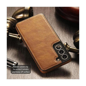Vintage Stitching Premium Quality Leather Phone Case For Samsung S22 - Brown