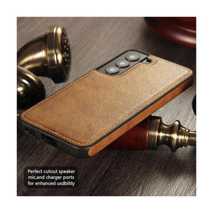 Vintage Stitching Premium Quality Leather Phone Case For Samsung S22 Plus - Brown