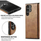 Vintage Stitching Premium Quality Leather Phone Case For Samsung S22 Ultra - Black