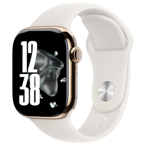 Apple Watch Series 10 46mm Titanium GPS + Cellular Gold with Starlight Sport Band - Brand New