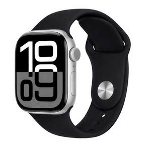 Apple Watch Series 10 46mm Aluminium GPS + Cellular Silver with Black Sport Band (100% Battery) - Premium Pre-owned
