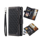 Zipper Wallet Mobile Phone Case for Samsung Galaxy S22 Ultra with Wrist Strap - Black