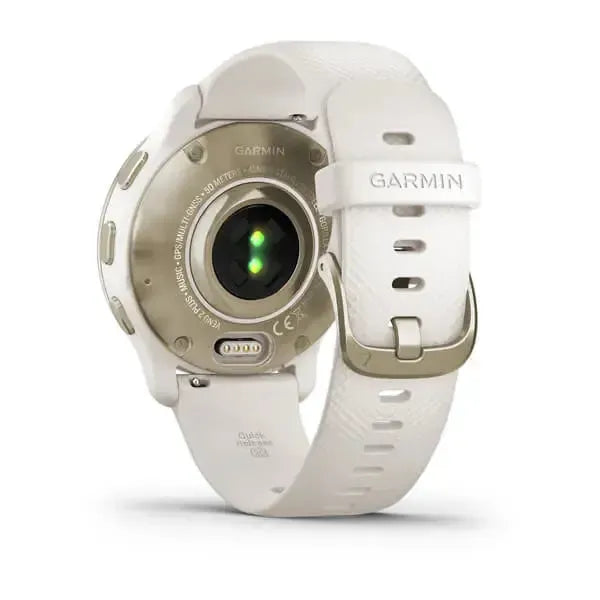 Garmin Venu 2 Plus 43mm GPS Smartwatch Cream Gold Stainless Steel Bezel with Ivory Case and Silicone Band - Excellent Pre-owned
