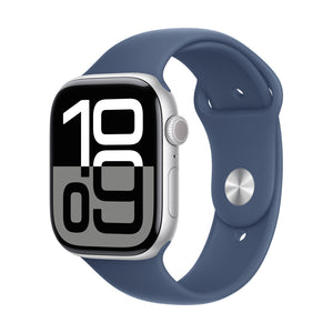 Apple Watch Series 10 46mm Aluminium GPS + Cellular Silver with Denim Sport Band - Brand New