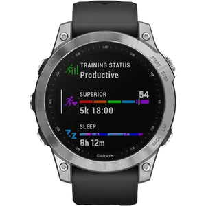 Garmin fēnix 7 Standard Edition 47mm GPS Smartwatch 16GB Silver with Graphite Band - Good Pre-owned