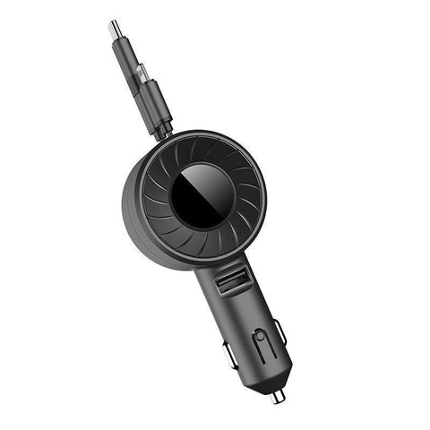 3 in 1 Car adapter with usb, lightning, type-c , micro usb retractable cable