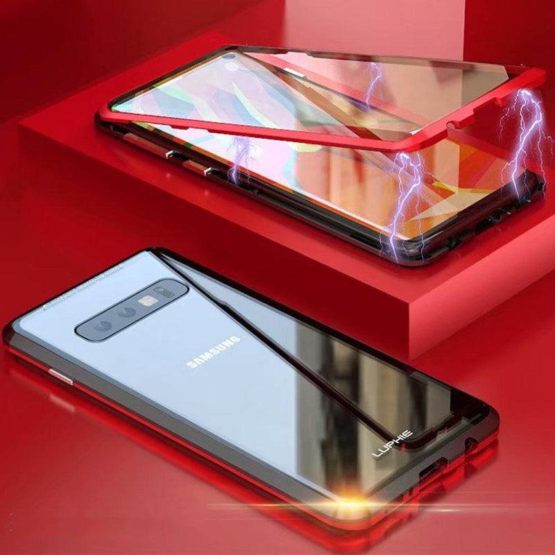 360° Front and Back Double Sided Tempered Glass Case for Samsung Galaxy S21 Ultra - Red