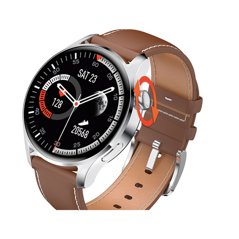 BT Smart Watch 1.35" HD Screen with calling HR & fitness tracking - Brown