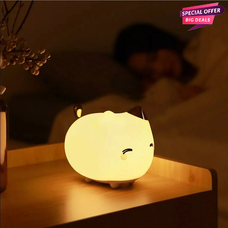Baseus Cute Series kitty Silicone rechargeable night light for kids bedroom