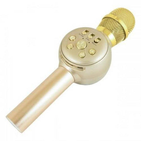 Bluetooth Gold wireless karaoke microphone with inbuilt speaker led lights