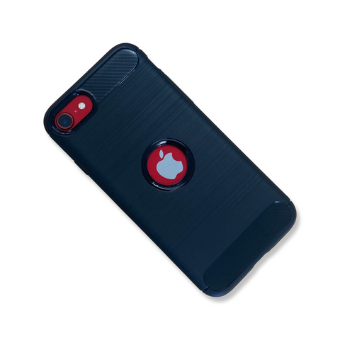Carbon Fibre Soft TPU Brushed Texture Mobile Phone Case for iPhone SE2 / SE3 - Black