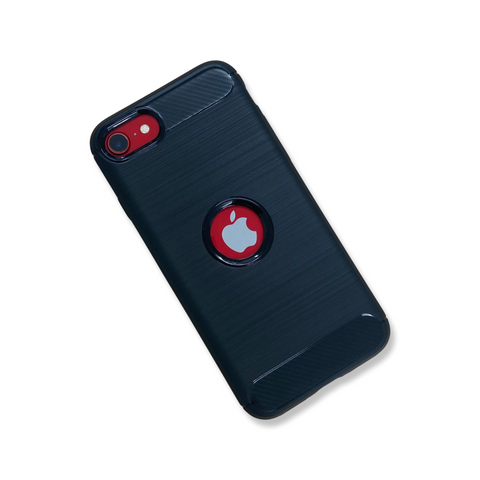 Carbon Fibre Soft TPU Brushed Texture Mobile Phone Case for iPhone SE2 / SE3 - Black