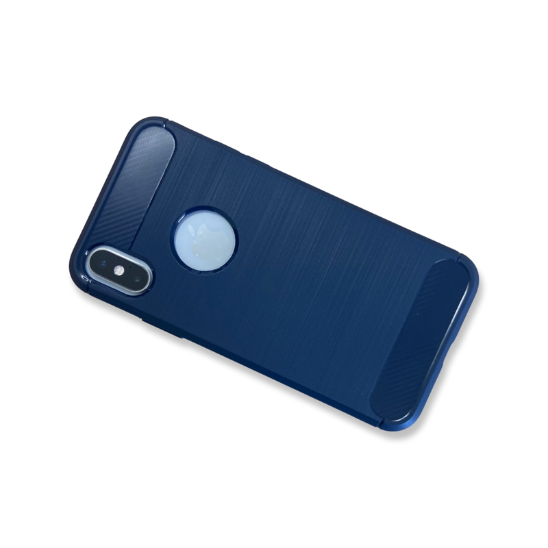 Carbon Fibre Soft TPU Brushed Texture Mobile Phone Case for iPhone X/XS - Blue