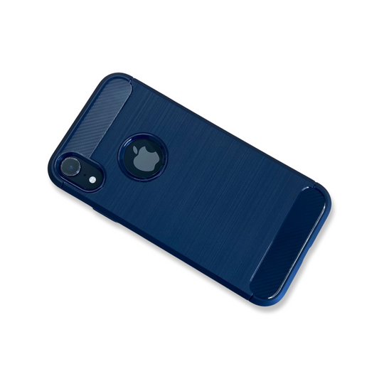 Carbon Fibre Soft TPU Brushed Texture Mobile Phone Case for iPhone X/XS - Blue