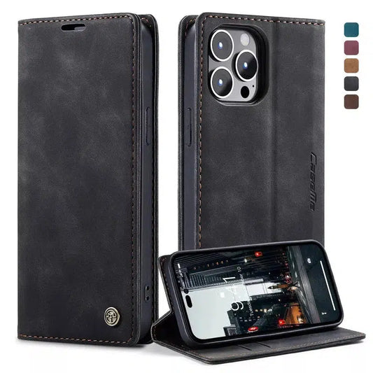 Caseme Magnetic Flip PU Leather Wallet Case for iPhone 11 Pro - Carbon Black