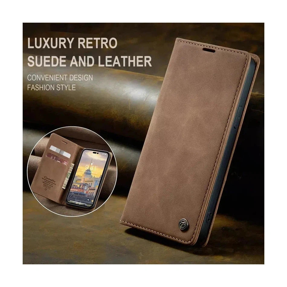 Caseme Magnetic Flip PU Leather Wallet Case for iPhone 11 Pro Max - Brown